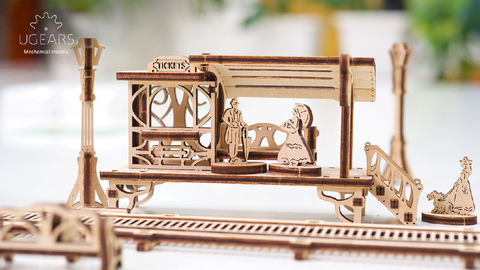 Деревянные конструкторы Ugears. Модель Трамвайная линия (коллекция Механический город)