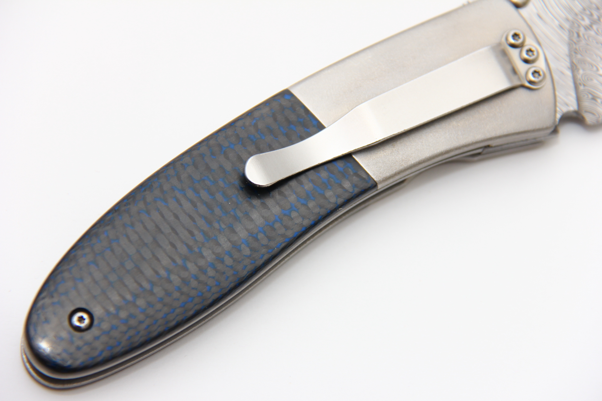 Нож Буди Вэстона Дамаск карбон синий Buddy Weston custom