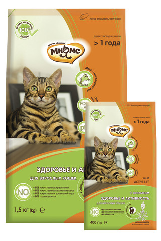 Сухой корм Мнямс Active Life с кроликом для взрослых кошек
