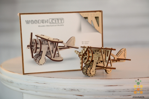 Деревянные конструкторы Wooden City. Модель Биплан