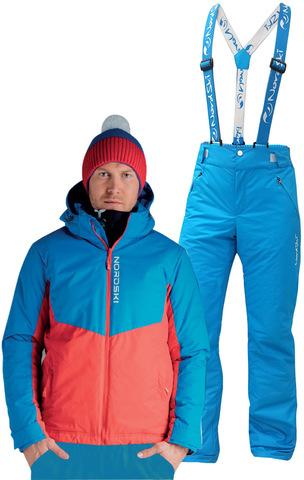 Утеплённый прогулочный лыжный костюм Nordski Montana Blue-Red National мужской
