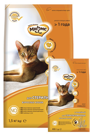 Сухой корм Мнямс Sterilized с индейкой для стерилизованных кошек