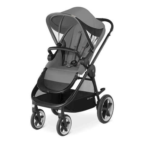 black leather egg pram