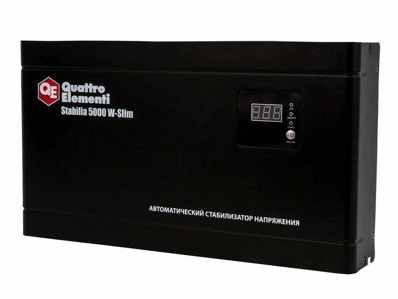 Стабилизатор напряжения QUATTRO ELEMENTI Stabilia  5000 W-Slim (5000 ВА, 140-270 В, 9,9 кг) Настенный