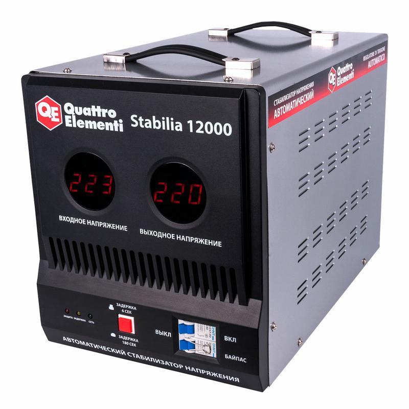 Стабилизатор напряжения QUATTRO ELEMENTI Stabilia 12000 (12000 ВА, 140-270 В, 20.5 кг, байпас)