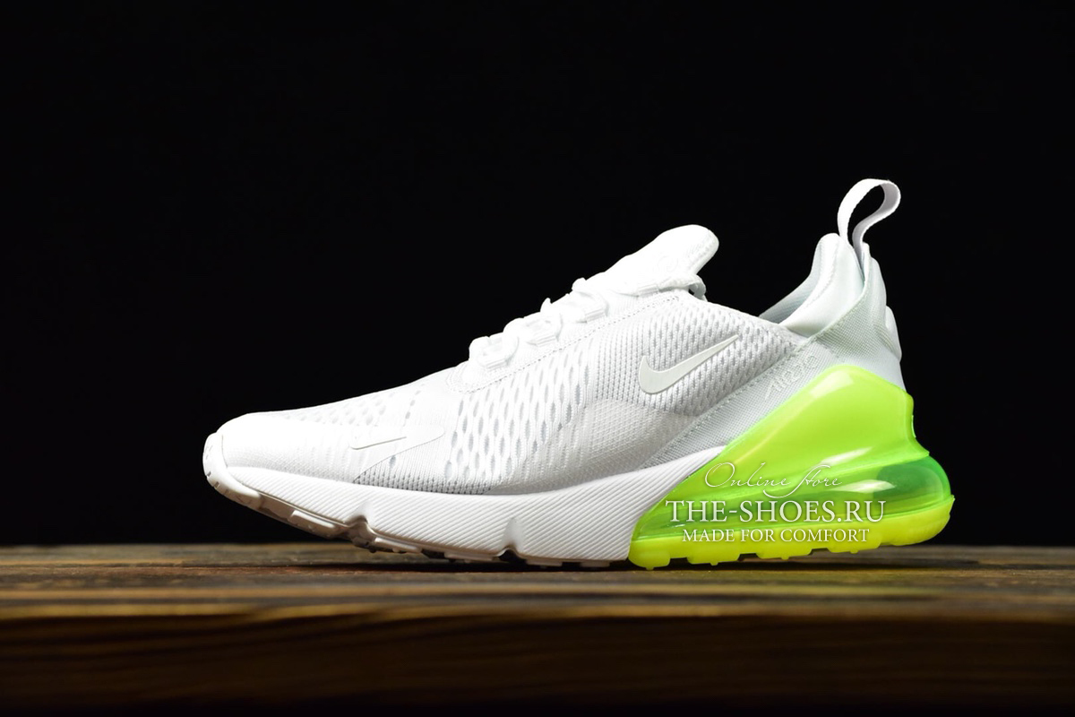 white and green nike 270